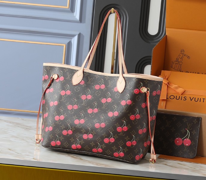 LV X TM Monogram Cherry Canvas Neverfull MM