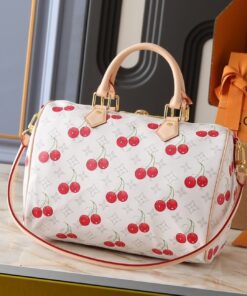 Alternative view of X TM Monogram Cherry Canvas Speedy Soft Bandouliere 30 In White
