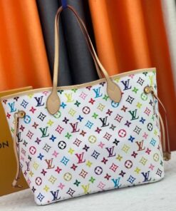 Alternative view of Colorful Replica X TM Multicolored Neverfull MM In White LV